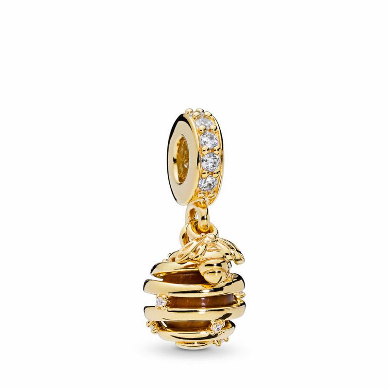 Pandora Shine™ Sweet As Honey Dangle Charm - 18ct Gold Plated/Mixed Stones/Cubic Zirconia - Canada |